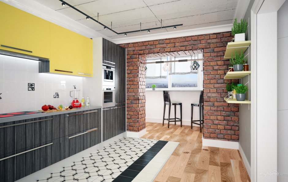 Уголок для кухни лофт с ящиками