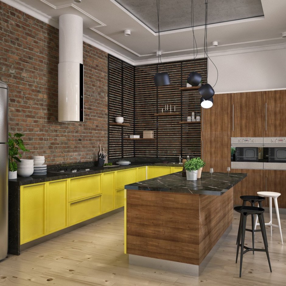 Кухня в стиле лофт 14м2