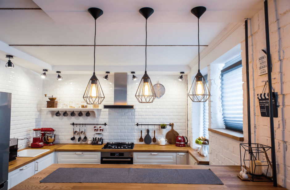 Светильники в скандинавском стиле на кухне