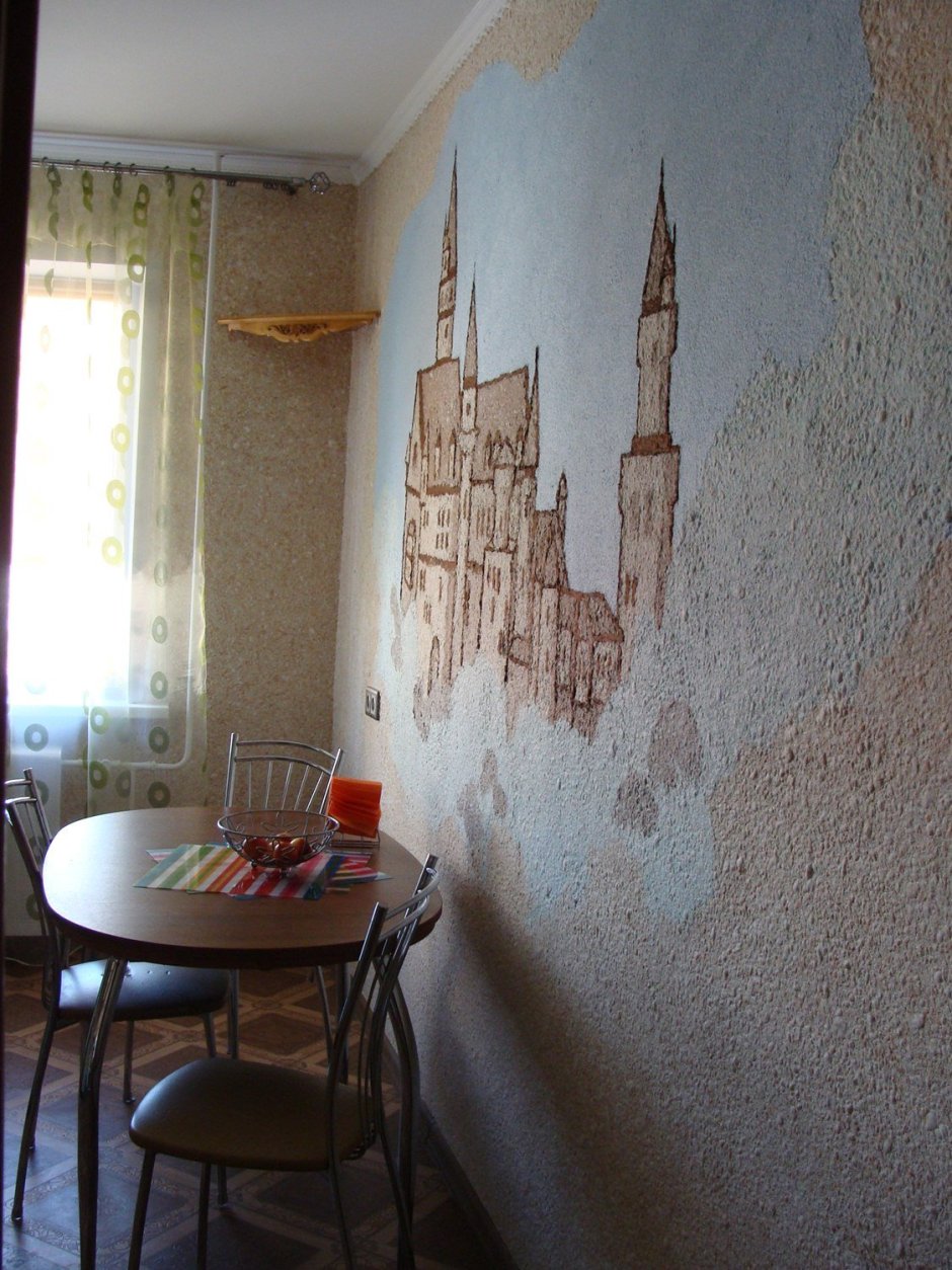 Декоративная штукатурка стен на кухне