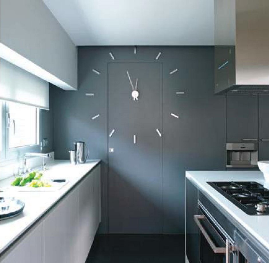Настенные часы в интерьере кухни