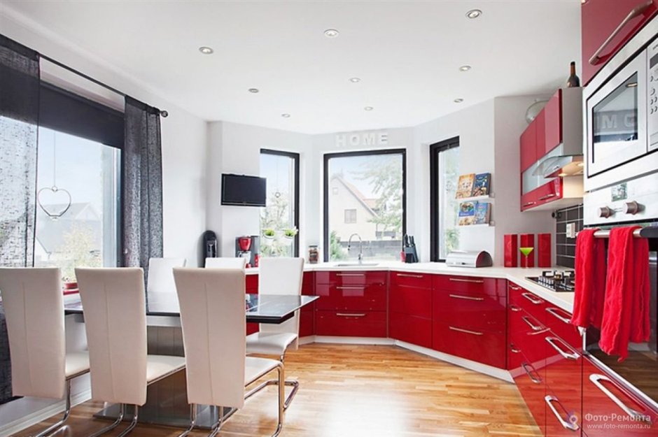 Дизайн штор для красной кухни (67 фото)