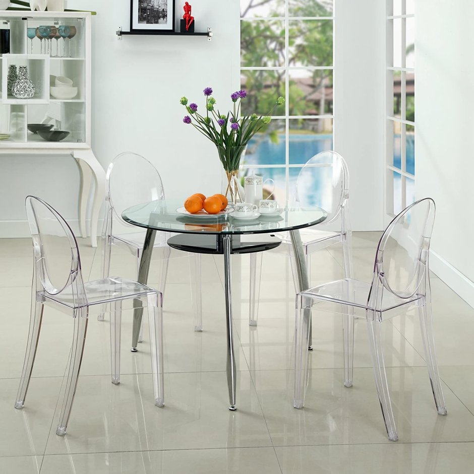 Кухонные стеклянные столы и стулья