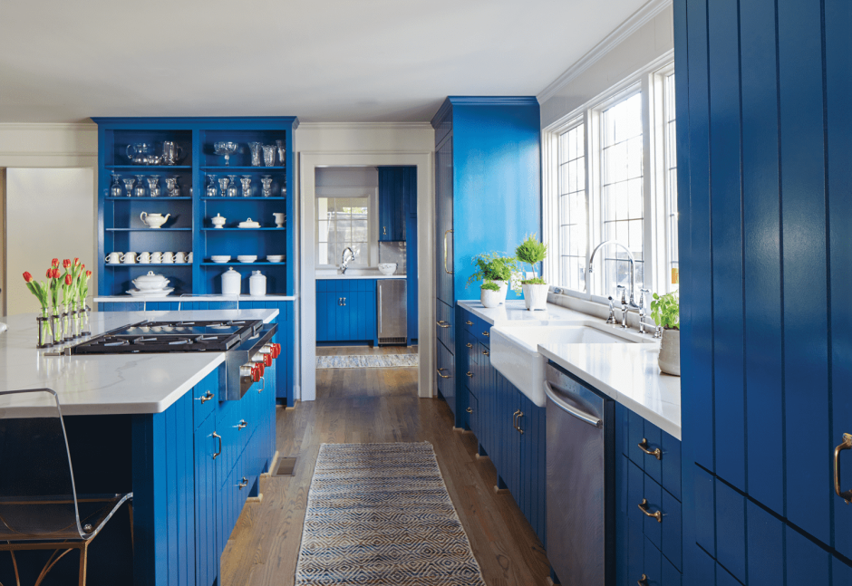 Кухонный гарнитур угловой синий
