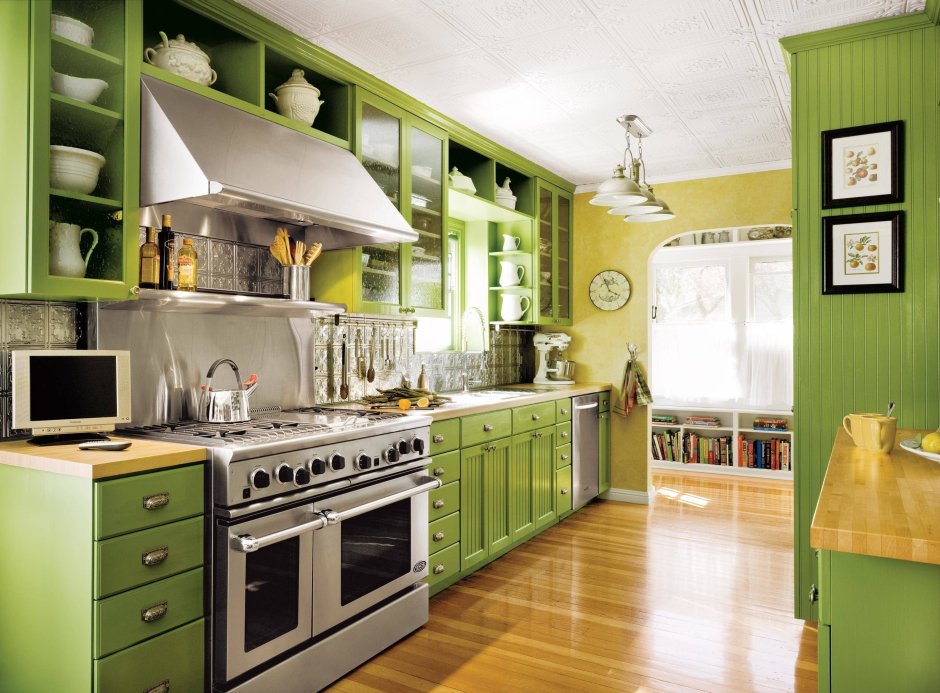 Зеленая люстра на кухню