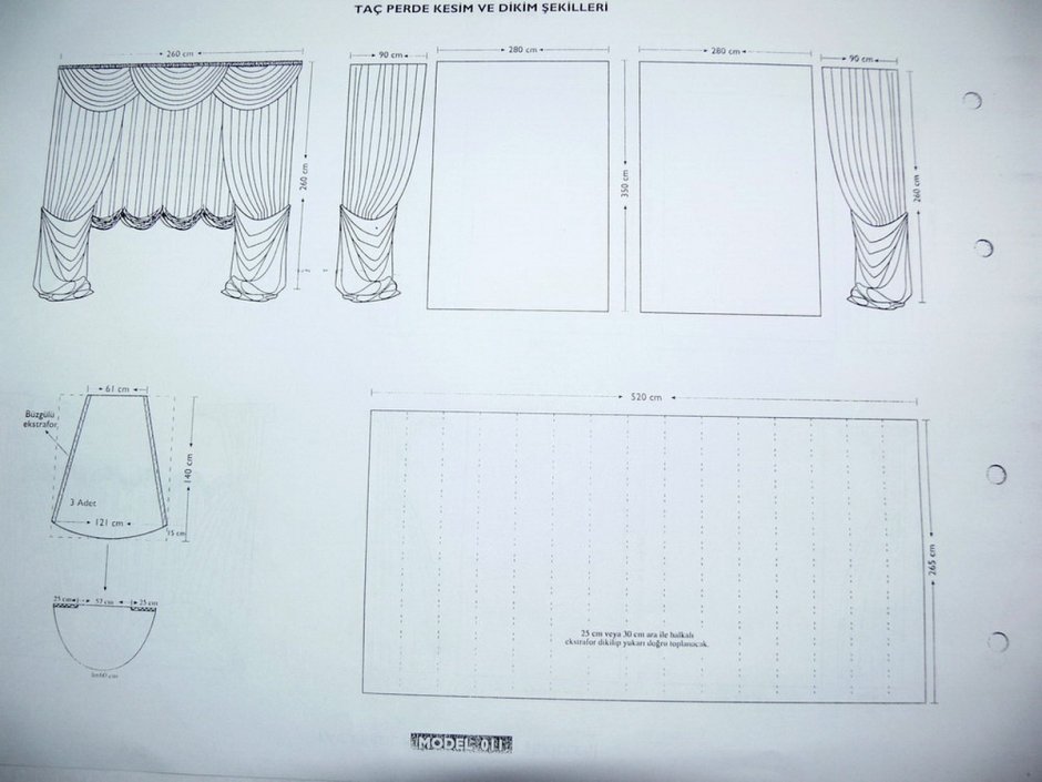 Выкройка арочные шторы