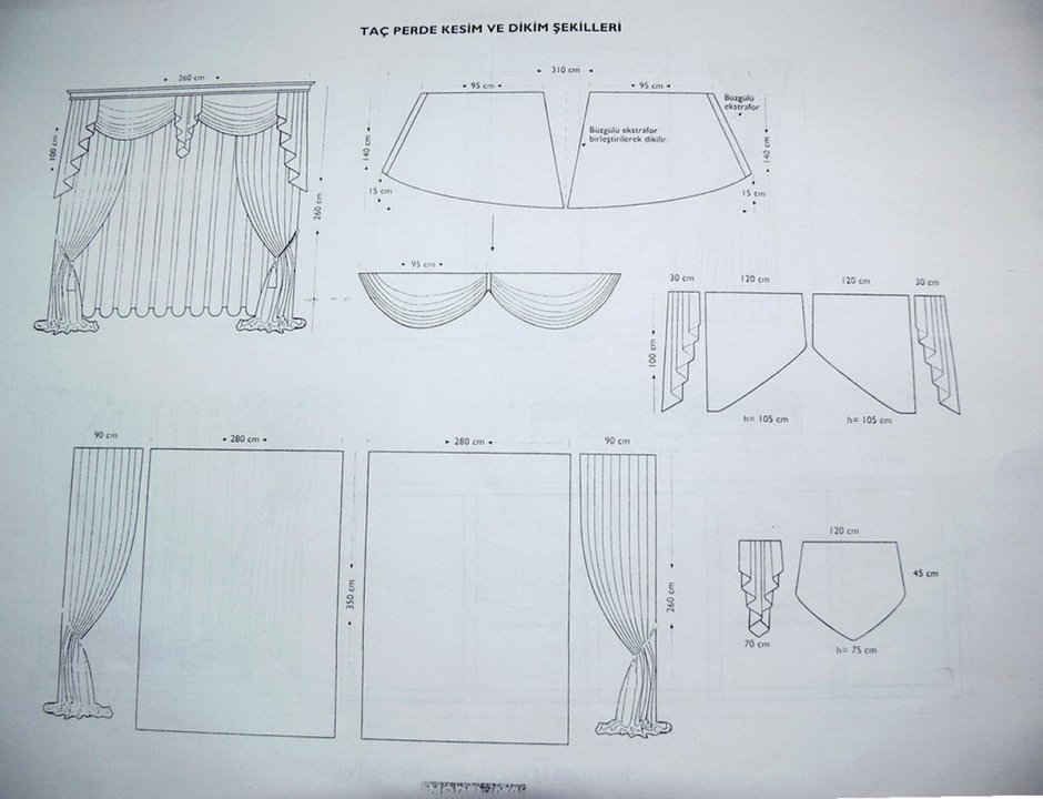 Выкройка прямого ламбрекена в складку