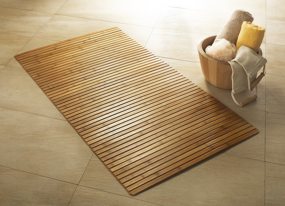 Бамбуковый коврик для ванной