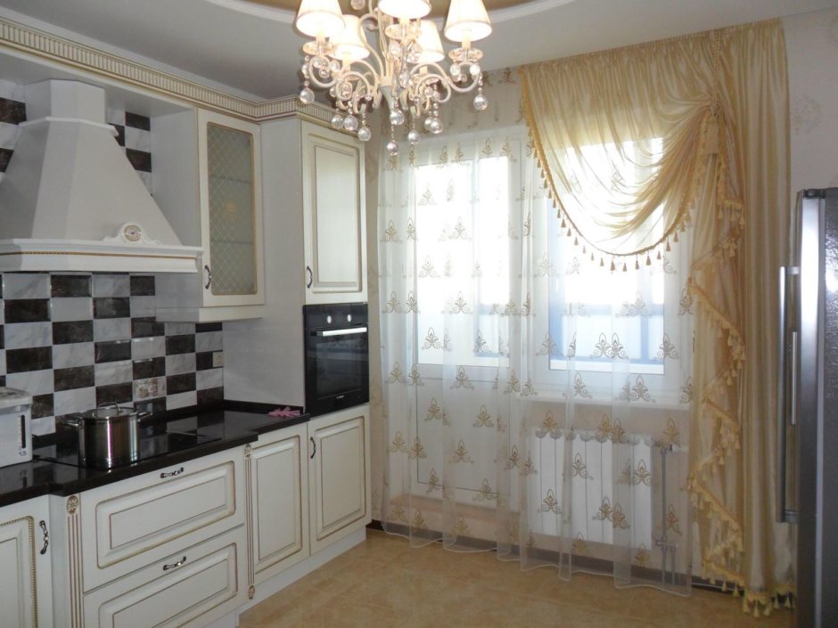 Штора для кухни в римском стиле голубая