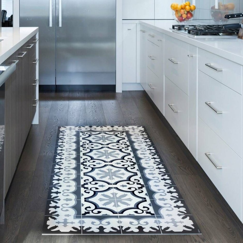 Плитка ковром на кухне
