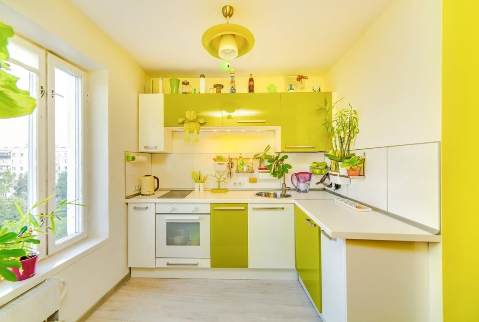 Зелено желтая кухня (67 фото)