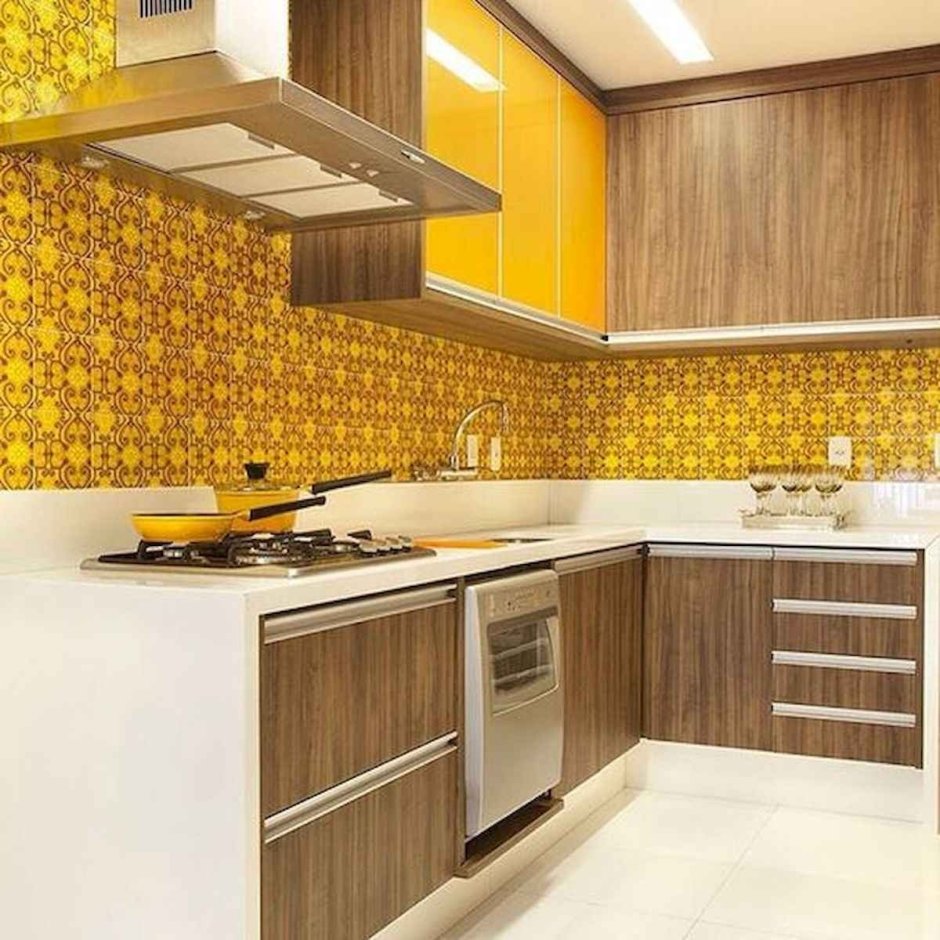 Кухни желтые в маленькую кухню вытянутые