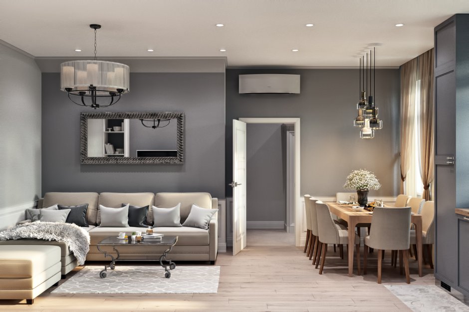 Идеи интерьера квартиры серый комбинированный