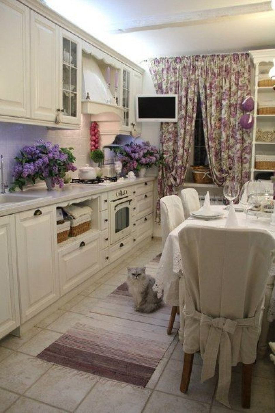 Кухня Прованс лилово-серая