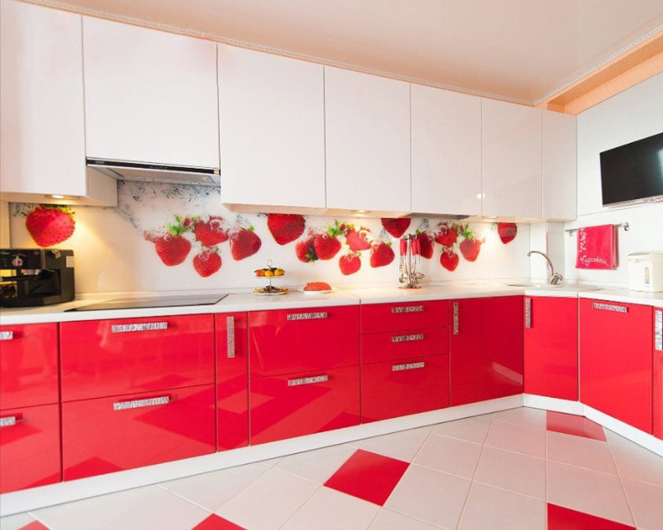 Кухонные гарнитуры красно белые