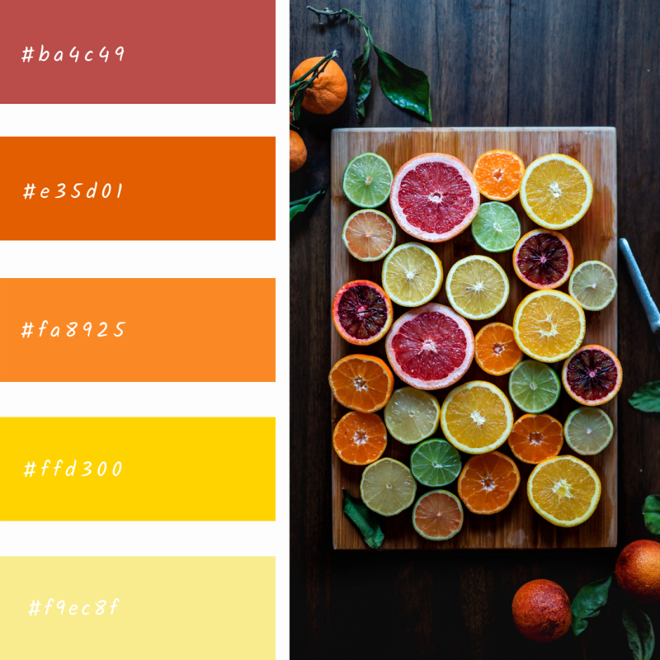 Цветовая палитра для продуктов