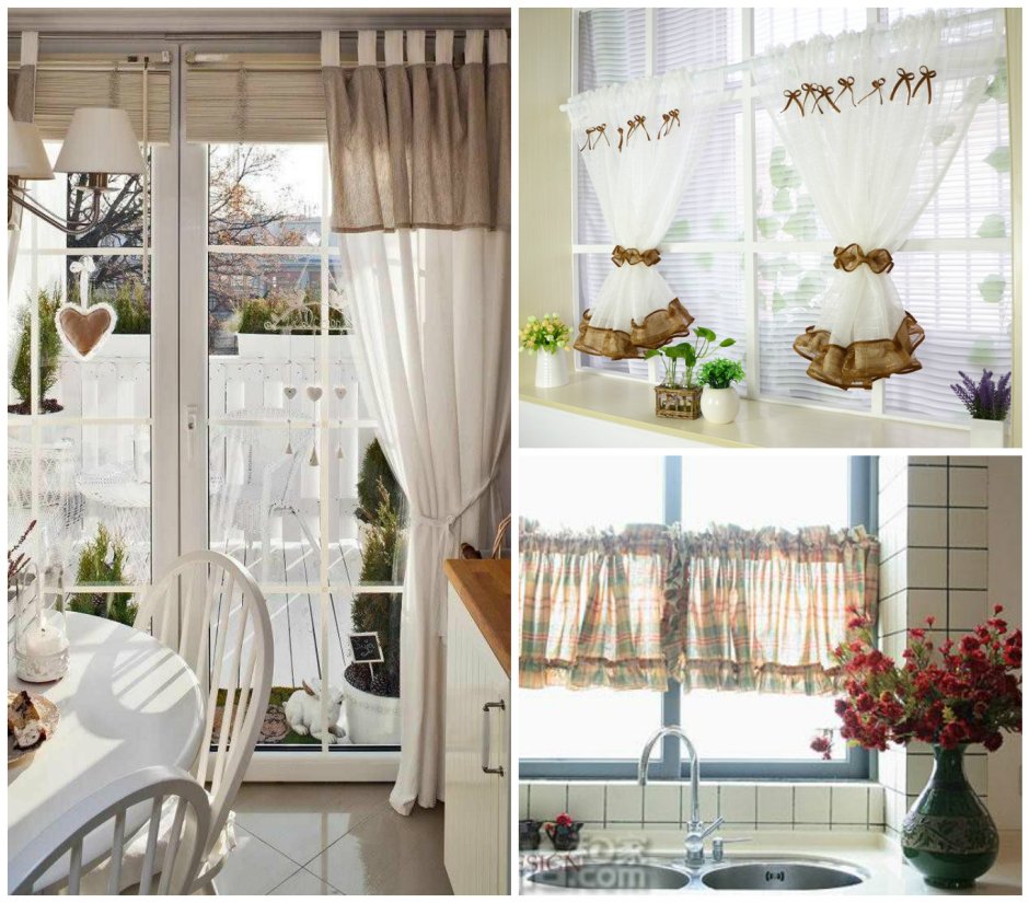 Занавески на окна в кухню с верандой
