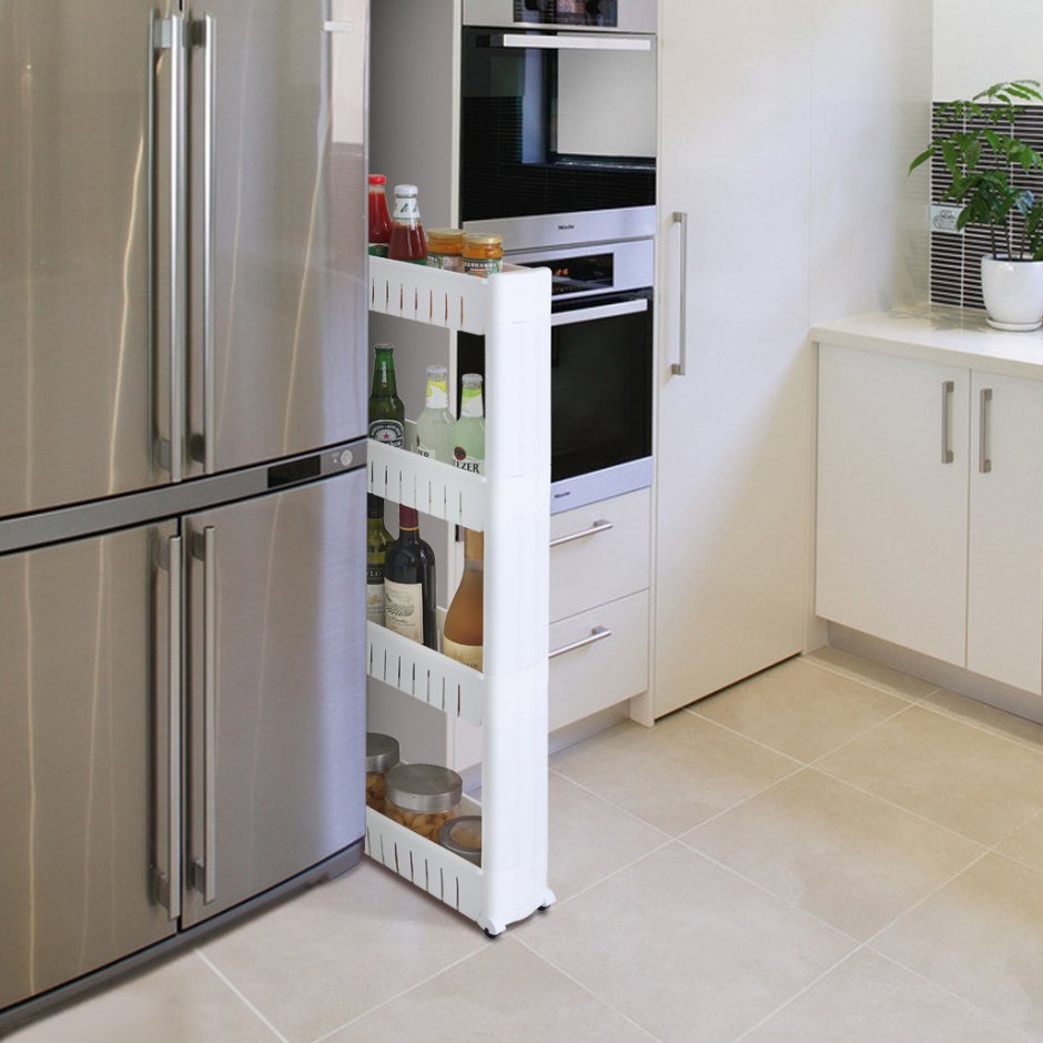 Узкий напольный шкаф для кухни (63 фото)