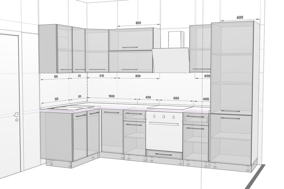 Угловой кухонный шкаф 1100х1100