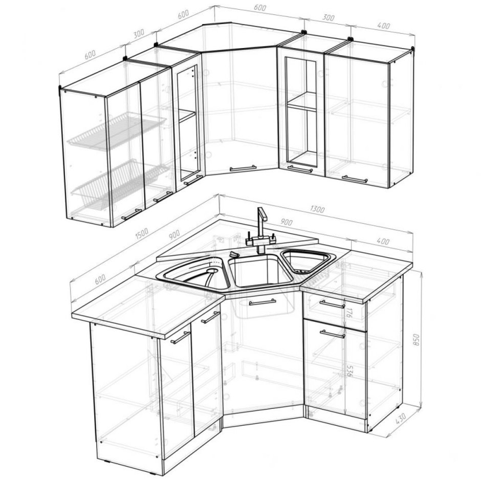 Кухонный мебель угловой 210х200 чертеж с размерами