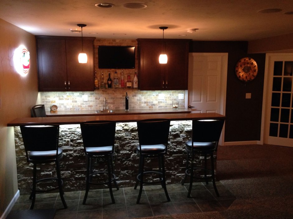 Подсветка барной стойки на кухне (66 фото)