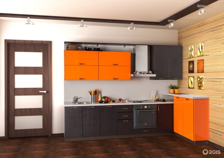 Оранжевый шкаф на кухню