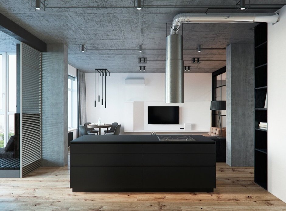 Островные вытяжки в стиле лофт