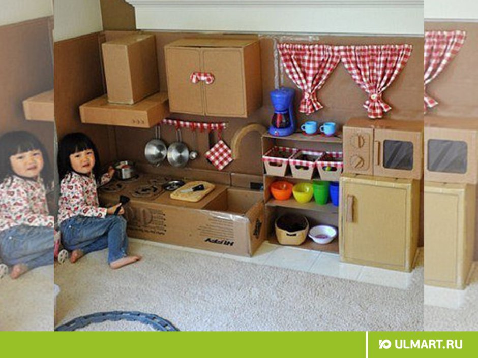 Детская кухня из коробок коробочная душа