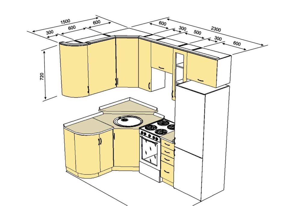 Проект маленькой угловой кухни