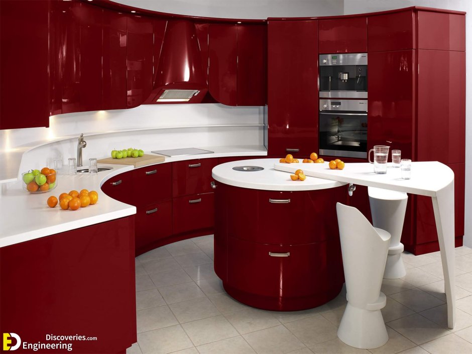 Кухонные гарнитуры бордового цвета