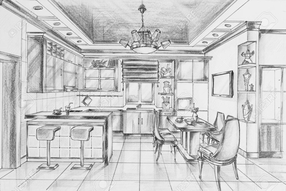 Нарисовать кухню онлайн самостоятельно карандашом