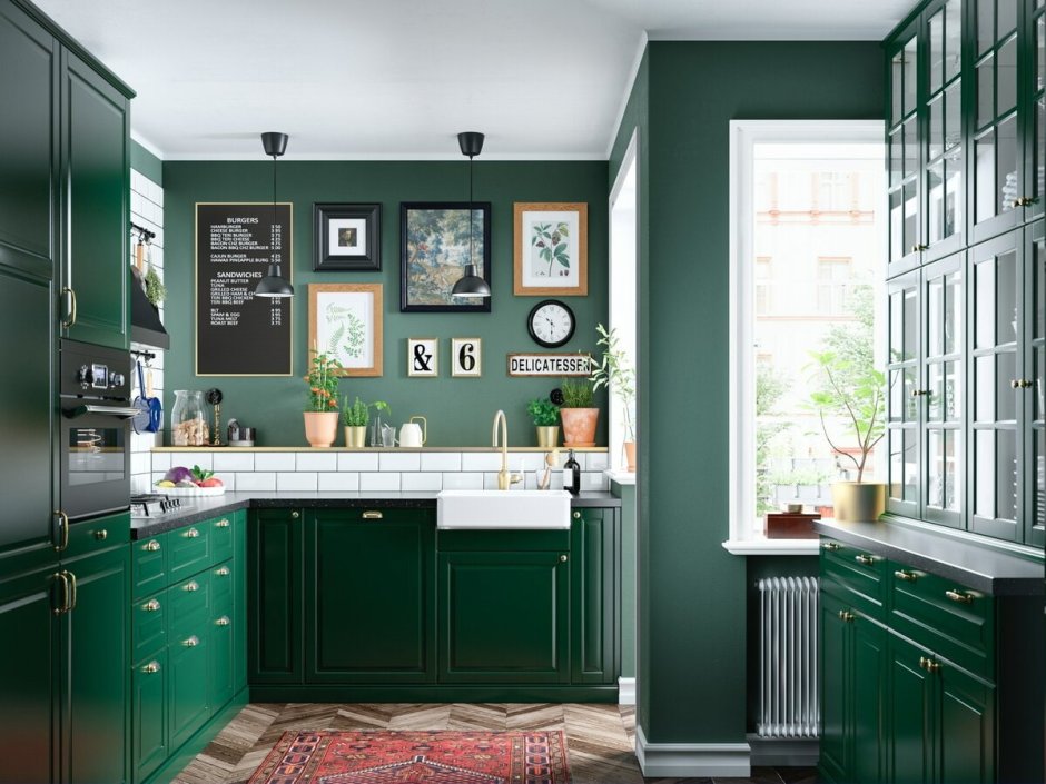 Кухня сине зеленого цвета