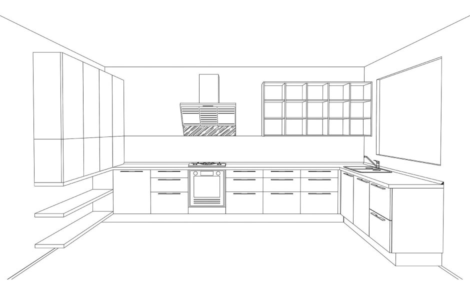 Рисунок комнаты кухни