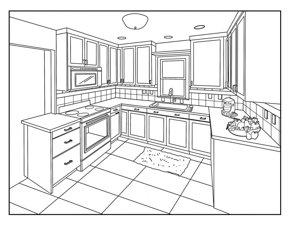 Рисунок на тему кухня карандашом