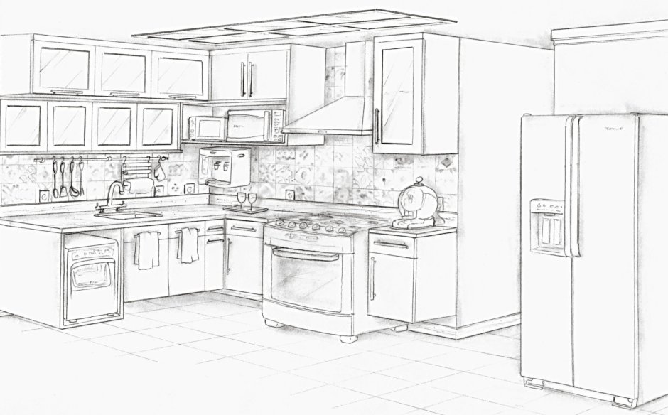 Зарисовки интерьера кухни