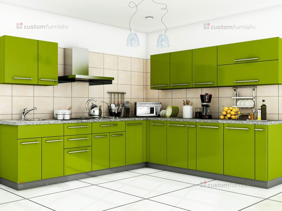 Кухня в ретро стиле зеленая