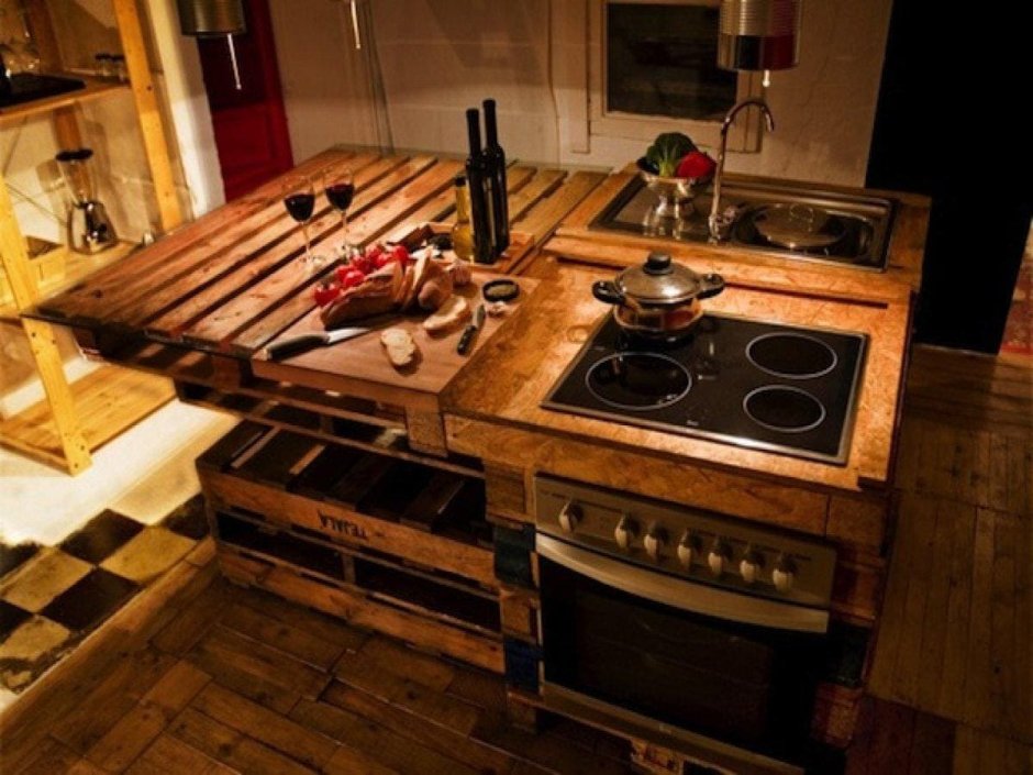 Временный кухонный гарнитур из паллет