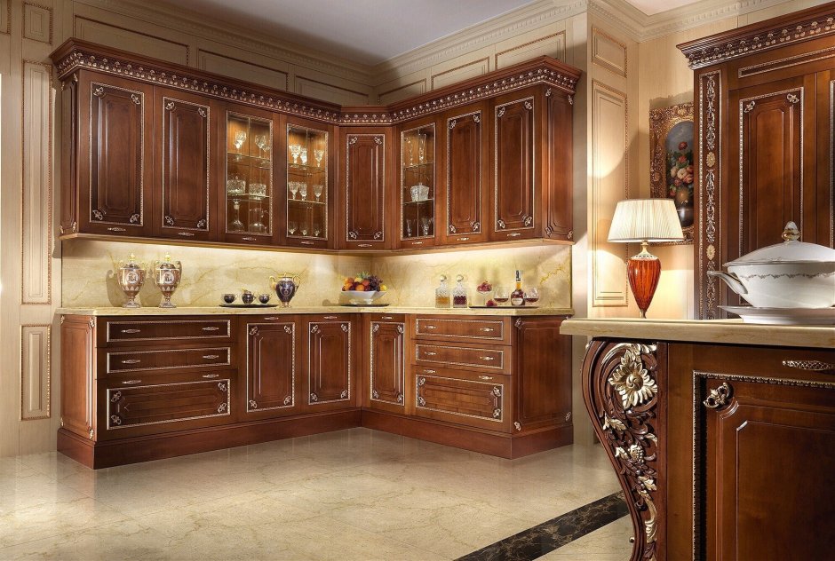 Дорогие кухни из дерева (71 фото)