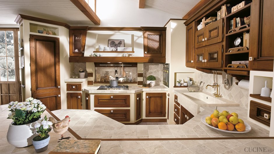 Stained Wood Kitchen Cabinet