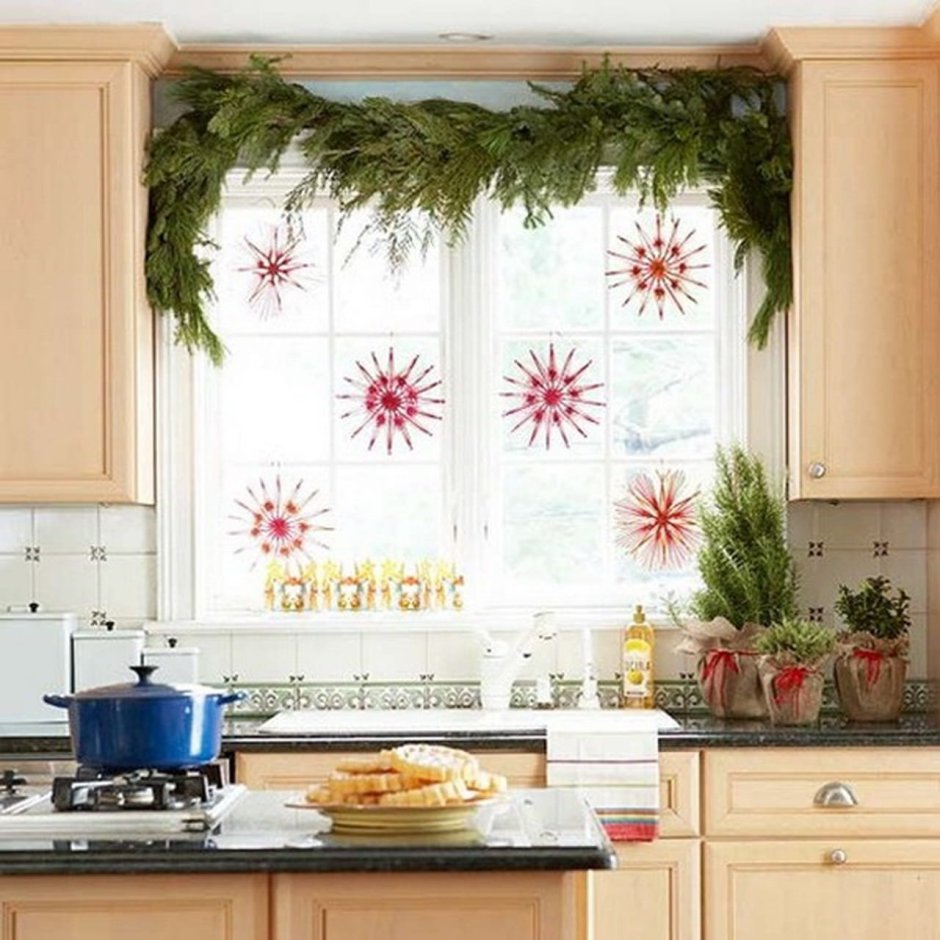 Новогодние шторы на кухню
