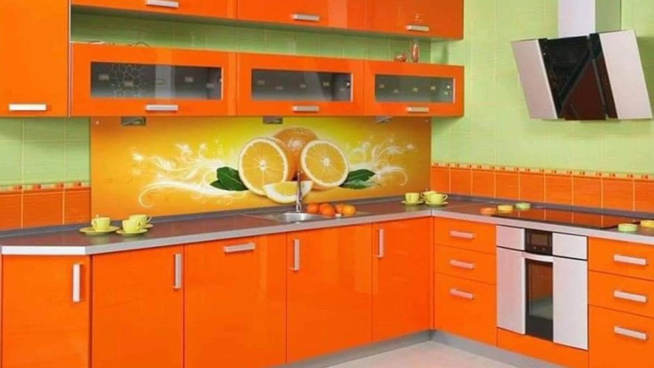 Кухня фартук апельсин