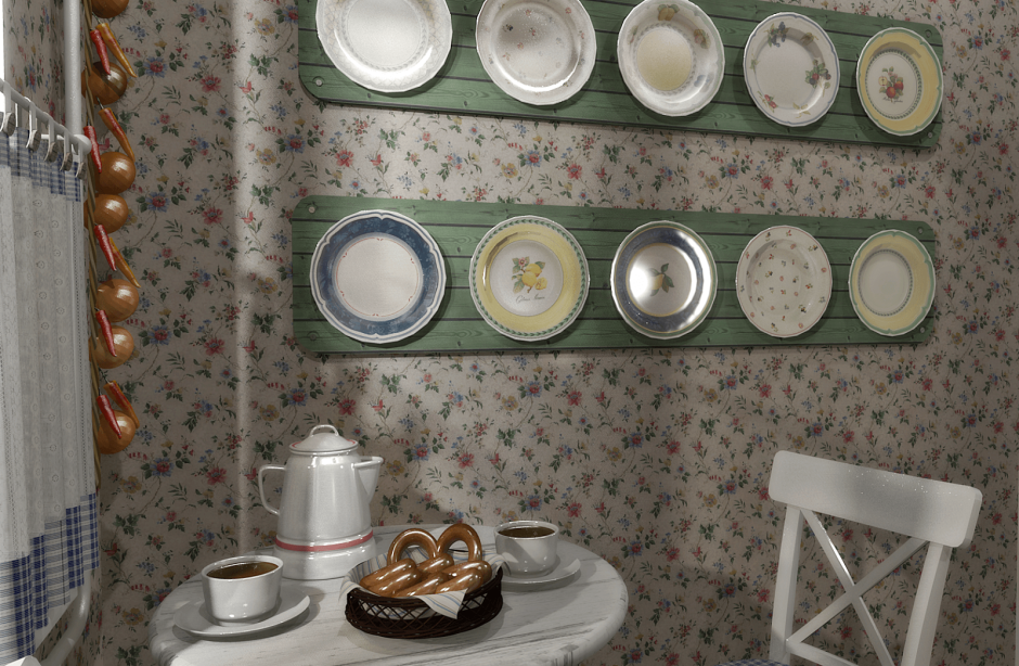 Настенные тарелки в интерьере гостиной