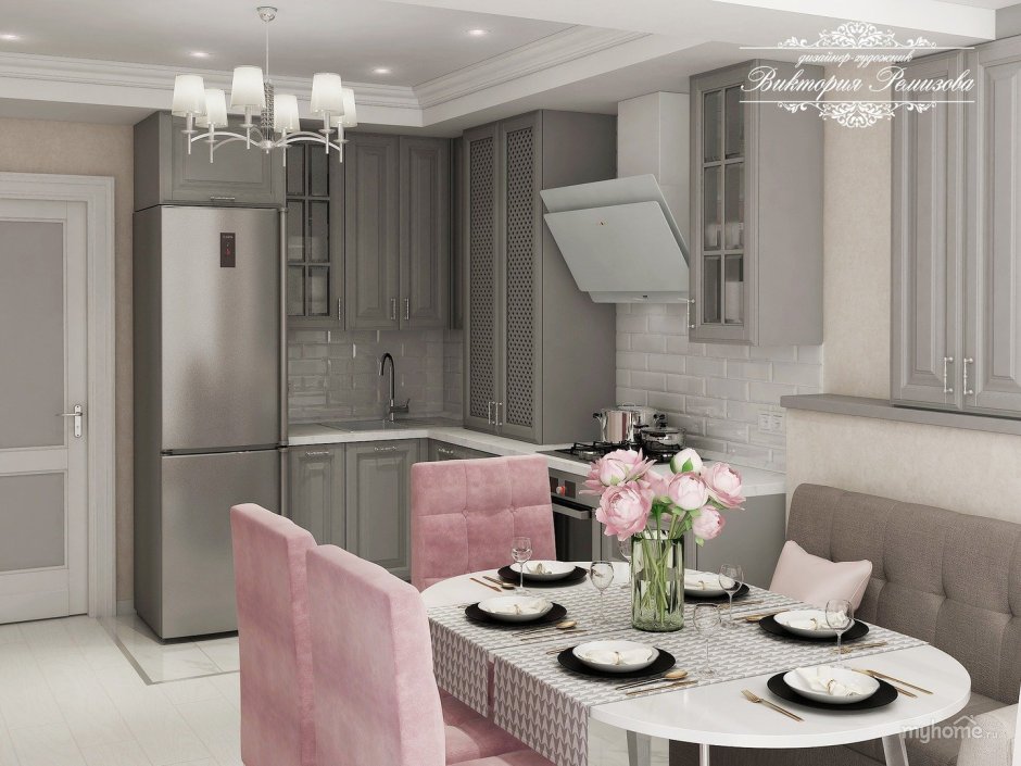Розовые стулья для кухни в интерьере
