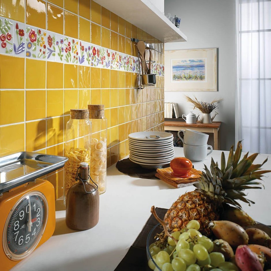 Дизайн кухни плитка на стену (66 фото)