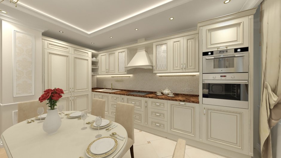 Фартук для светлой классической кухни