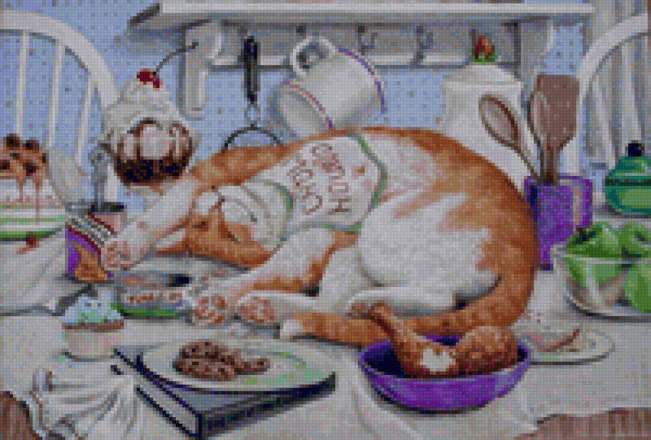 Кот на кухне картины