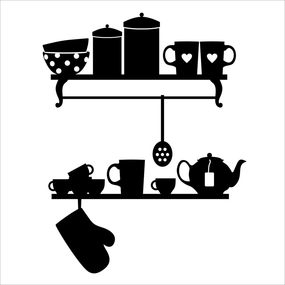 Трафарет чашки кофе для декора стен