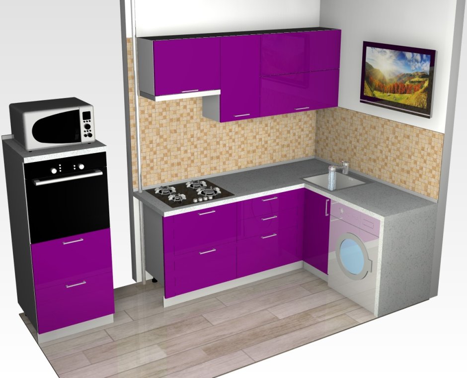 Маленькие кухонные гарнитуры 3d