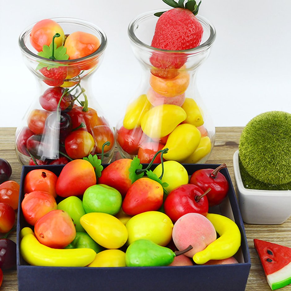 Пластмассовые фрукты и овощи для декора