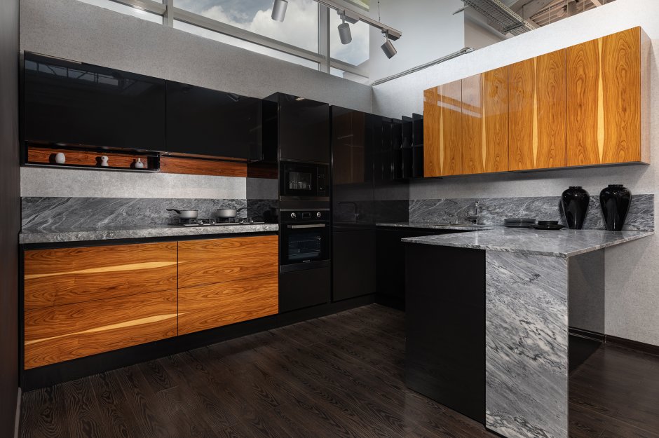 Кухня атлас Люкс шпон олива Валенса